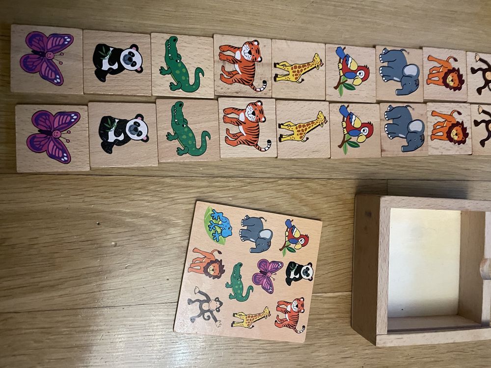 Drewniane puzzle dla dzieci plus memo