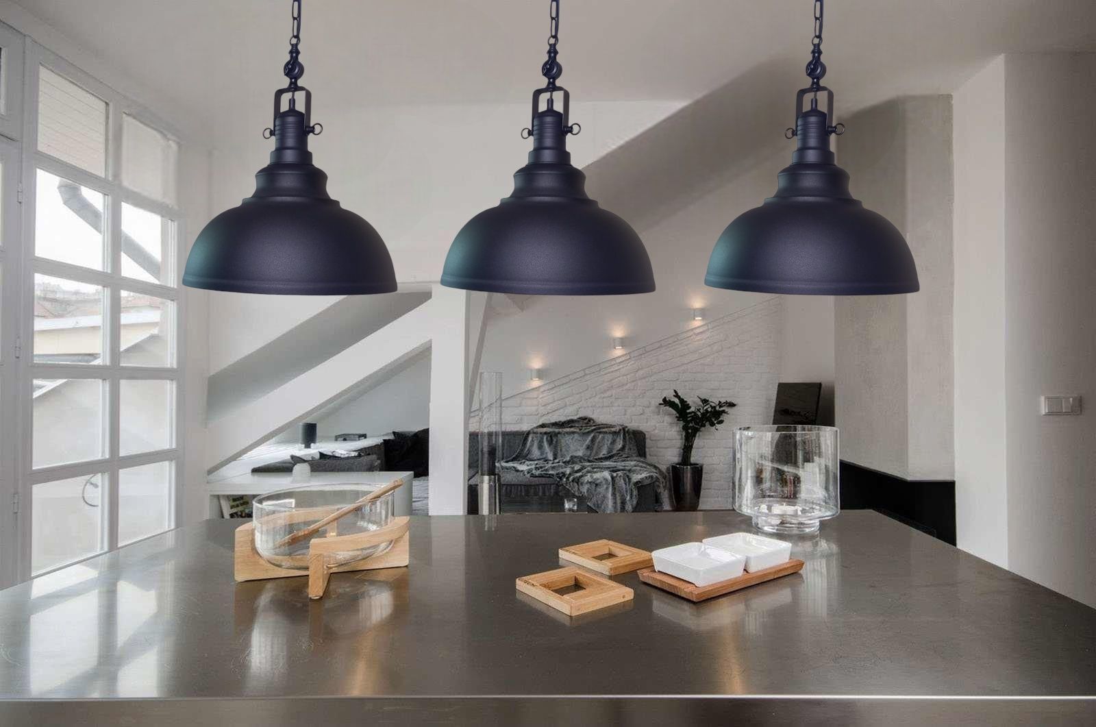 Люстра Loft, діаметр 36 см. Підвісний світильник 2B-360-1, чорний