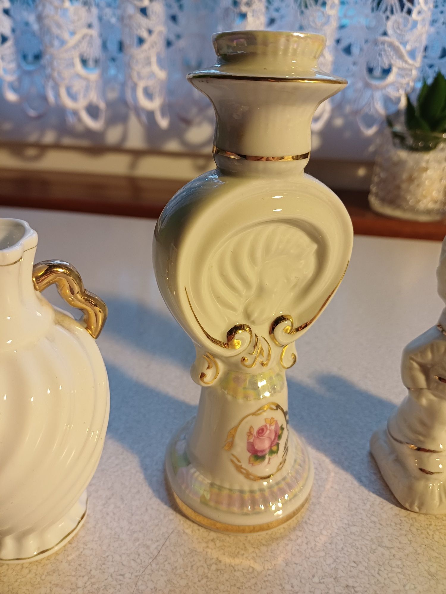 Bibeloty zestaw 3 szt starocie figurki porcelana