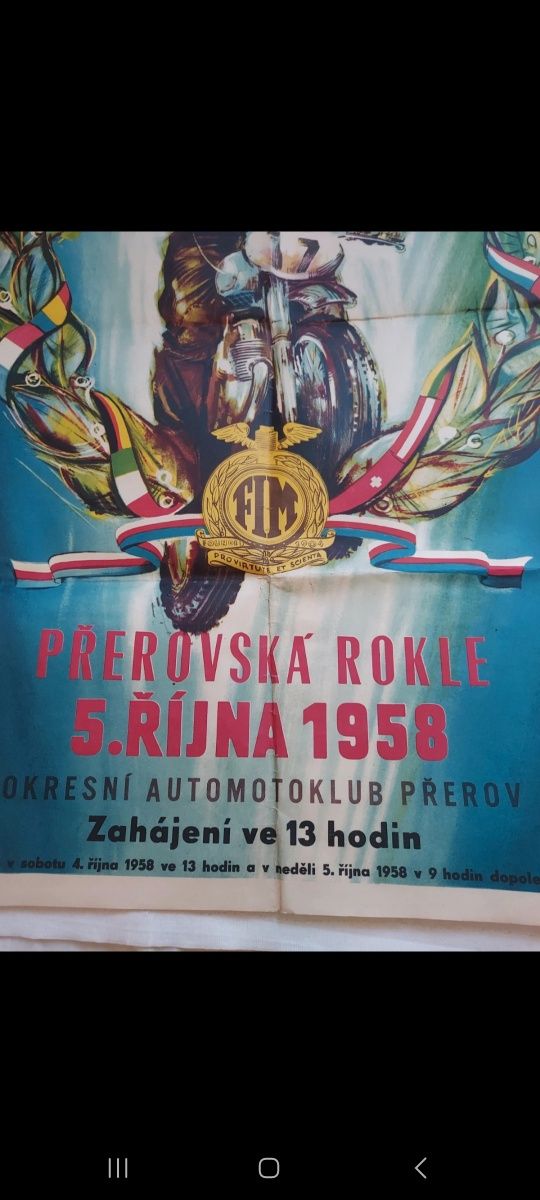 Stary Plakat Międzynarodowy Motocross „Przerowska Rokle”5 października