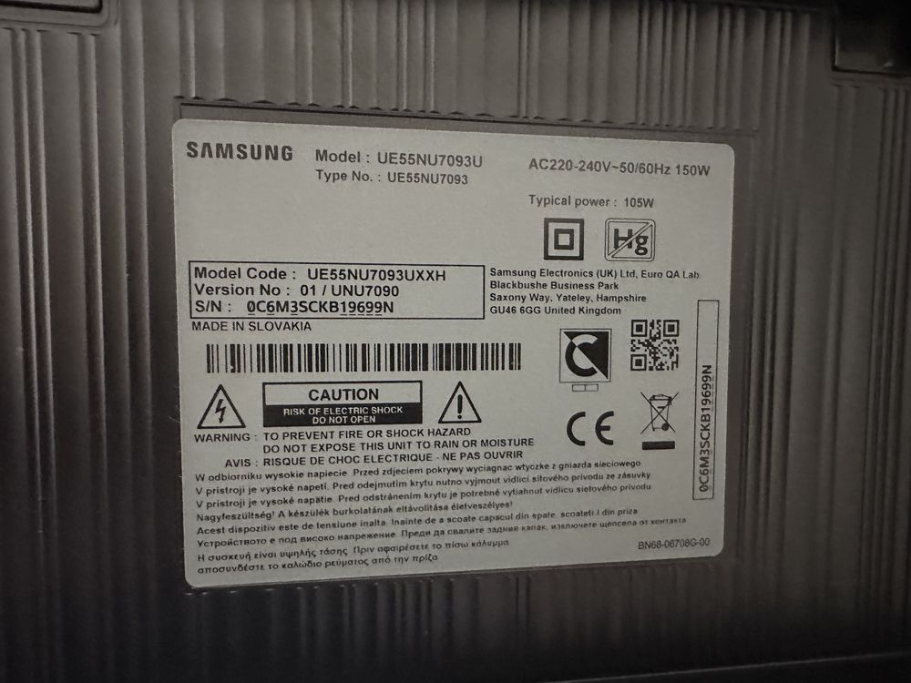 Продам телевізор Samsung UE 55NU7093U 4K Smart Wi-Fi Bluetooth