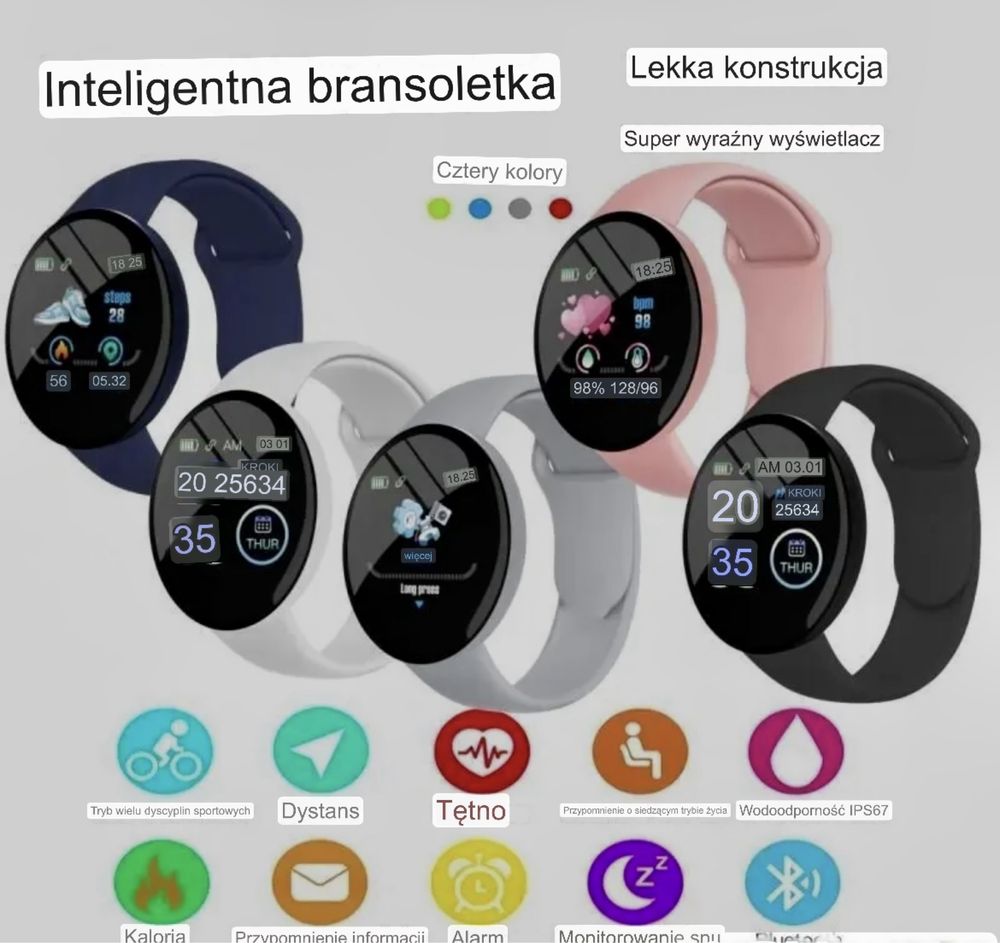 Smart watch opaska sportowa prezent sport kroki kalorie