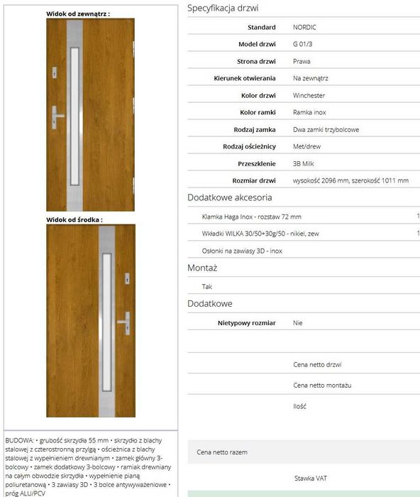 Drzwi MARTOM 90 NORDIC Winchester Od ręki