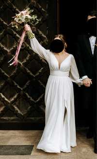 Suknia ślubna, minimalistyczna, klasyczna, ponadczasowa.