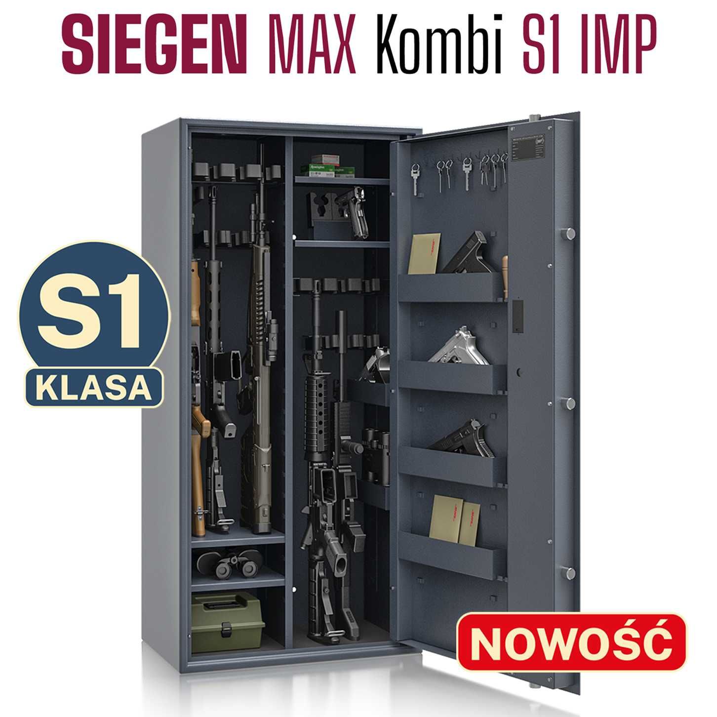 Szafa na broń SIEGEN MAX Kombi kl S1 18 szt. broni zamek elektroniczny