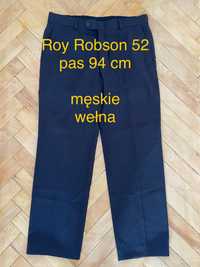Roy Robson 52 XL męskie spodnie garnitur czarne wełna brąz na kant