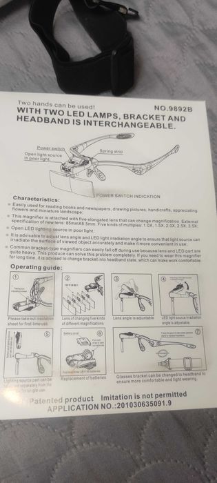 Okularki z lupą led podświetlane do majsterkowania