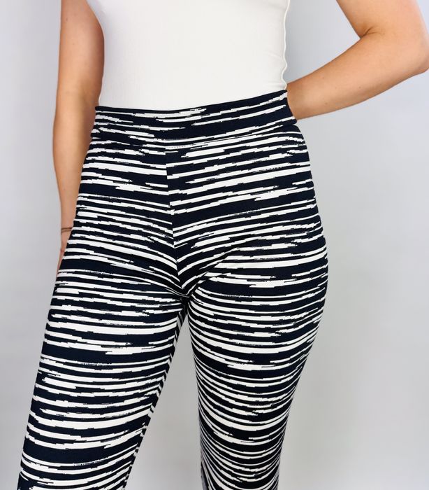 Czarno-białe legginsy w paski M 38 H&M