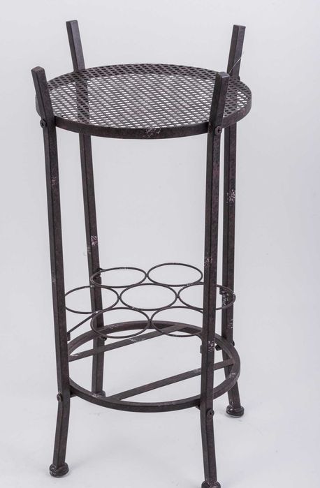 Stojak na wino butelki metalowy wysoki czarny stylizowany 130085