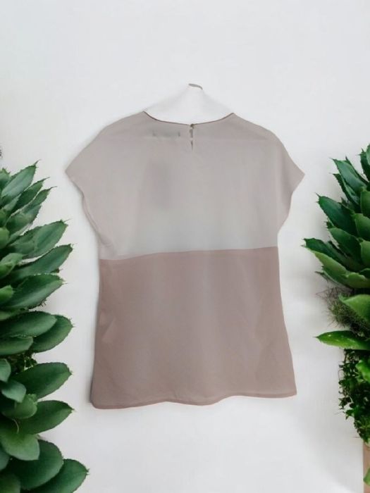 Bluzka Reserved NOWA biało-pudrowa color block z metką pastel casual