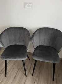 Dwa szare krzesla wygodne, czarne nogi cena za dwa
