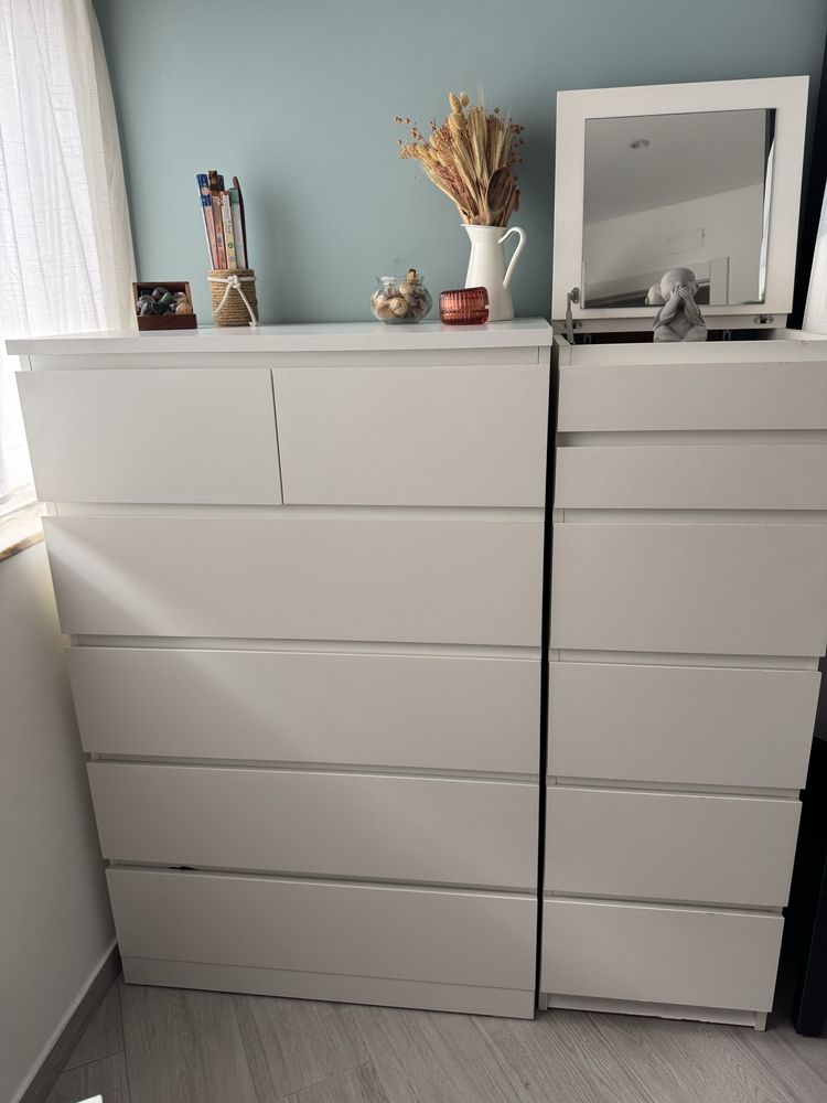 2 peças de Cómoda IKEA MALM 6 gavetas branco
