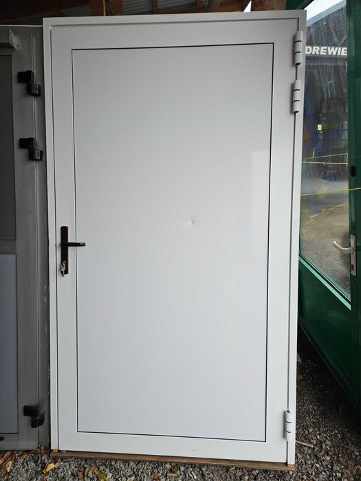 DRZWI Zewnętrzne Aluminiowe Wejściowe Pełne 118x206cm Białe