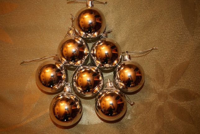 Średnie tradycyjne bańki bombki choinkowe srebrne błyszczące 5 cm 8 x
