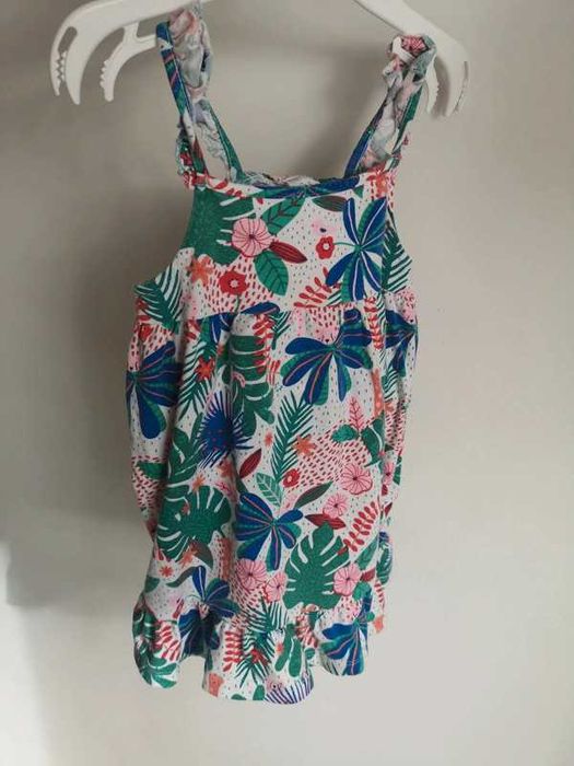 F&F sukienka kwiaty egzotyczne r. 12-18m / 86 cm