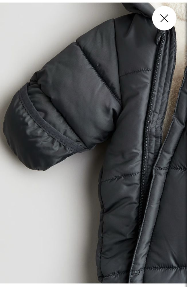 Зимовий утеплений стьобаний комбінезон H&M темносірий 62 см