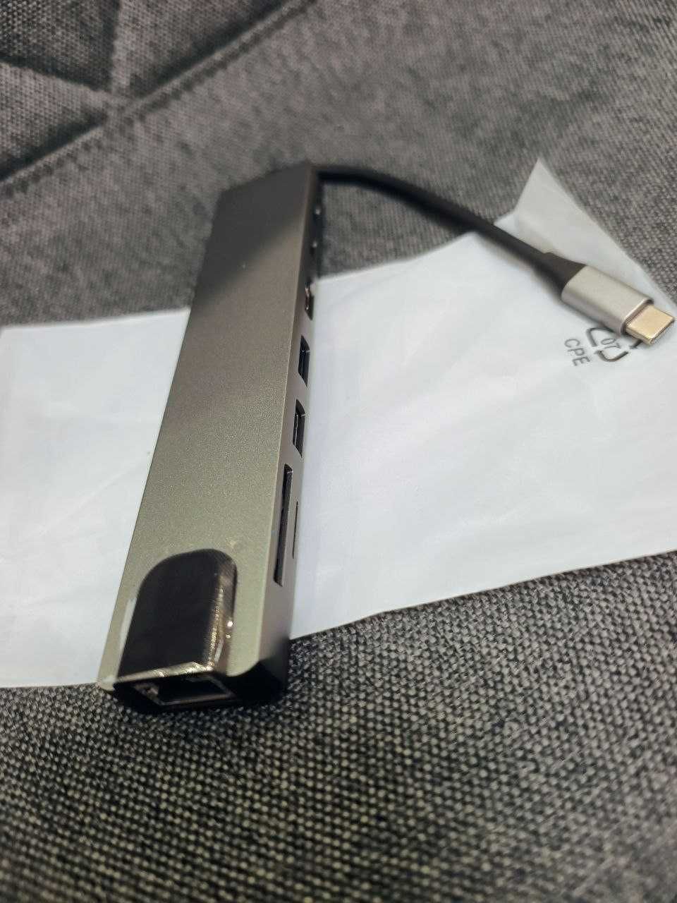 Перехідник, концентратор хаб type-C to USB HDMI RJ45 microCD PD87W