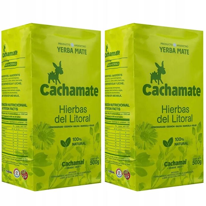 Zestaw Yerba Mate Cachamate Hierbas del Liotral 2x500g = 1kg MEGA