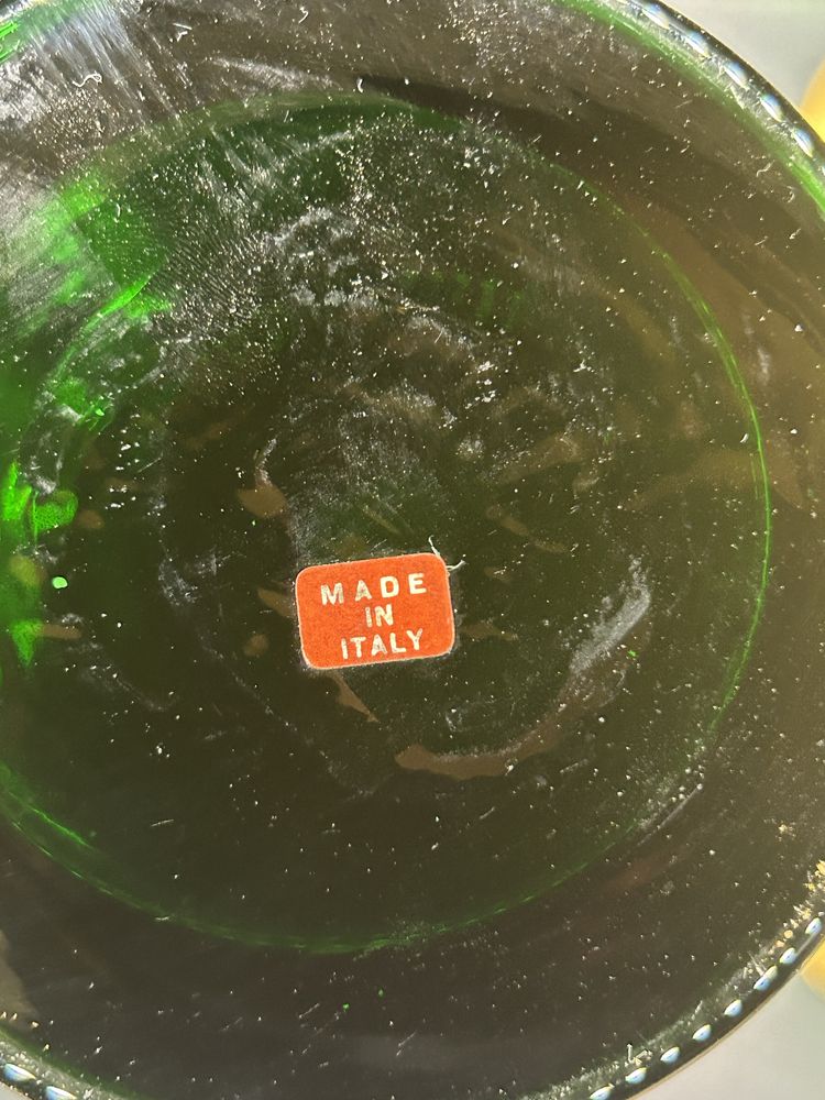 Jarro e copos Murano Barbini Original Verde Ouro 24K
