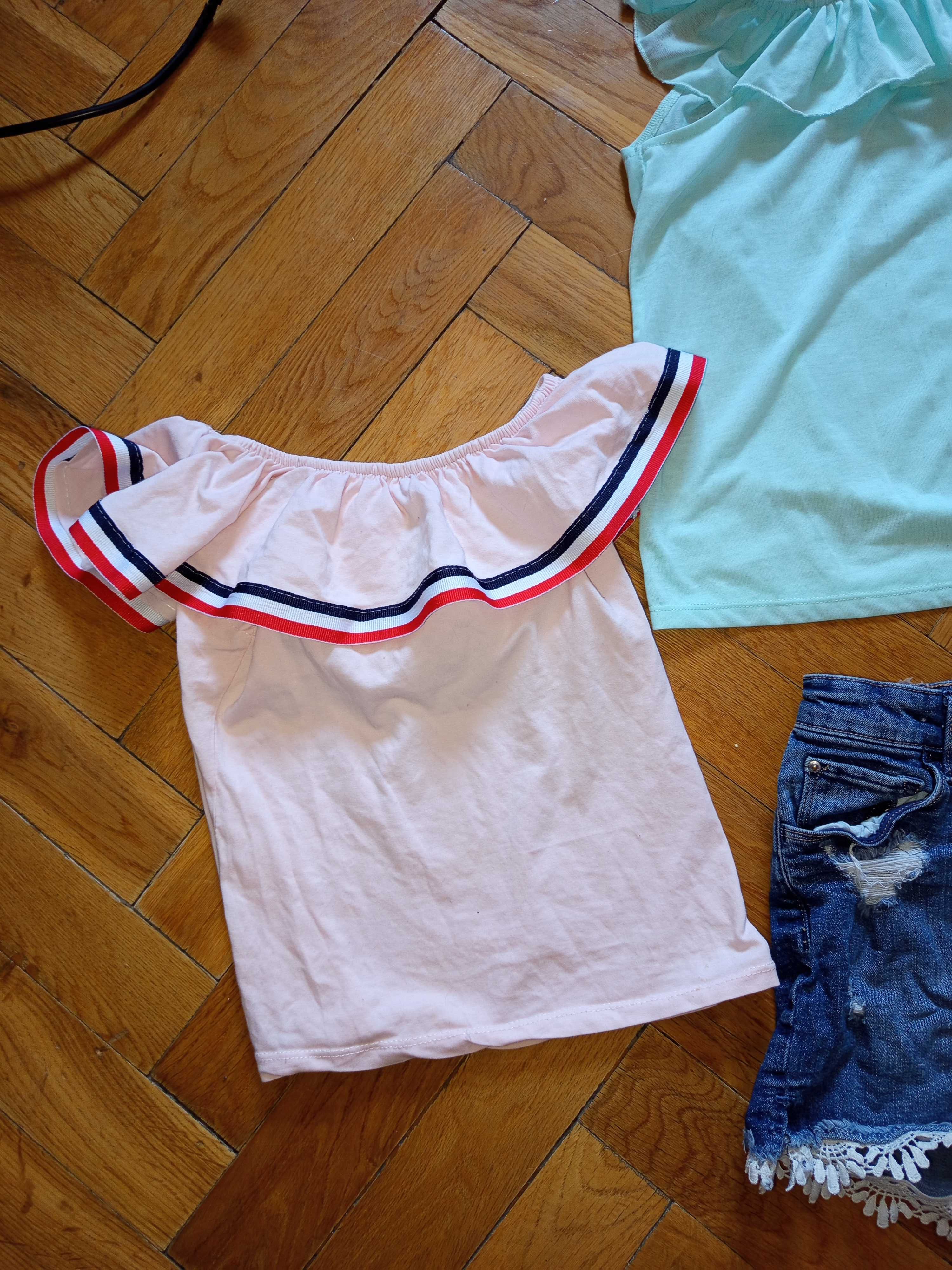 Spodenki H&M 152 bluzka niebieska H&M