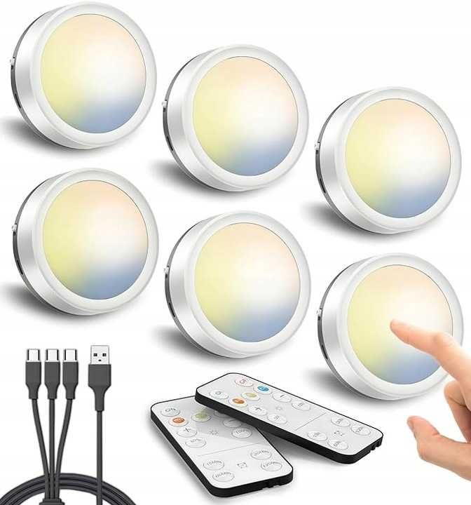 254 6 x Oświetlenie podszafkowe Premium LED  TIMER 2 PILOTY BIAŁE