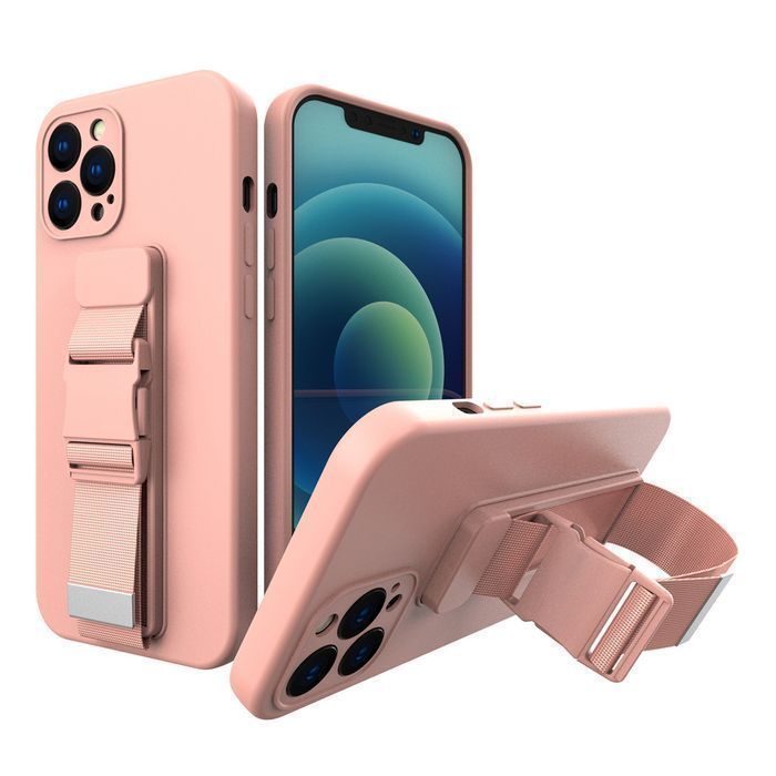 Etui na Telefon iPhone 12 Pro Max - Różowe Żelowe Etui z Smyczą