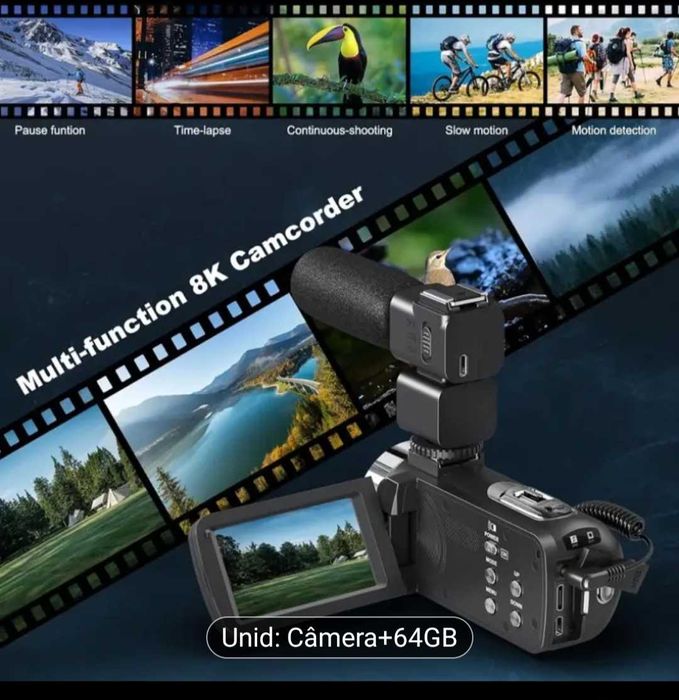 Máquina fotográfica. Filma 64 GB. 8K
