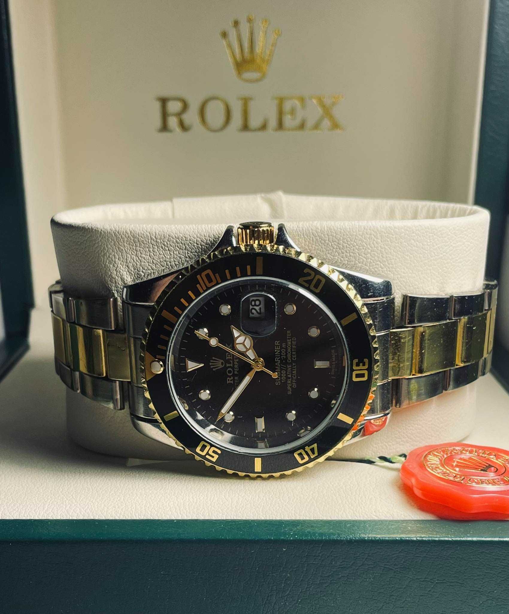Promocja! Zegarek Rolex Submariner Black Gold Date! 41mm AAA Zestaw