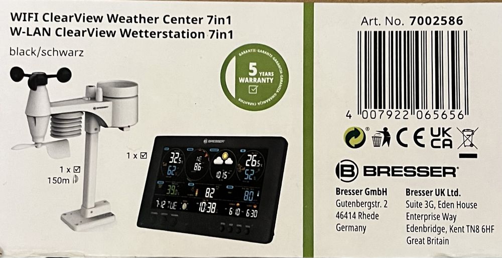 Метеостанция Bresser WIFI ClearView Weather Center 7-in-1 Sensor