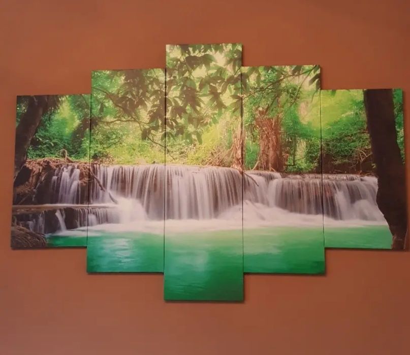 Quadro com 5 peças imagem cascata