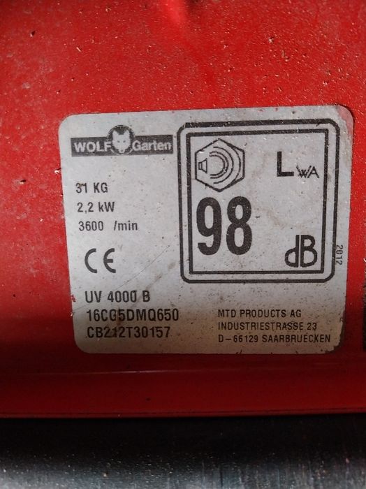 Wertykulator spalinowy wolf garten uv 4000 b moc 3 KM