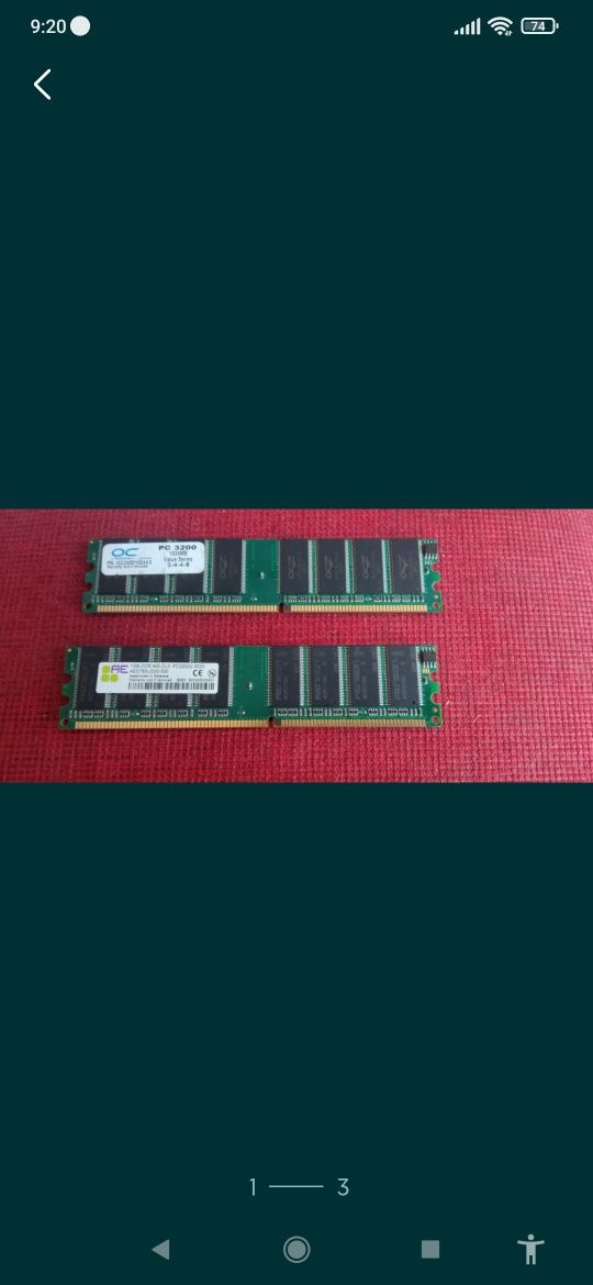 Ramy do komputera 1 GB DDR 400 2 sztuki