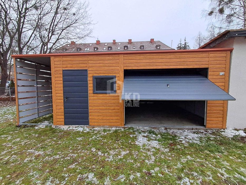 Garaż blaszany 6x6m + Wiata 1,5m Brama drzwi okno  dach TKD250