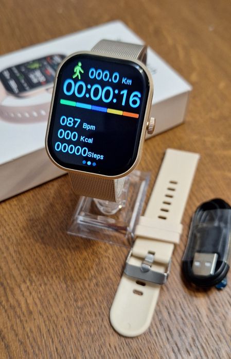 Zegarek damski smartwatch inteligenty PL menu - krokomierz, puls