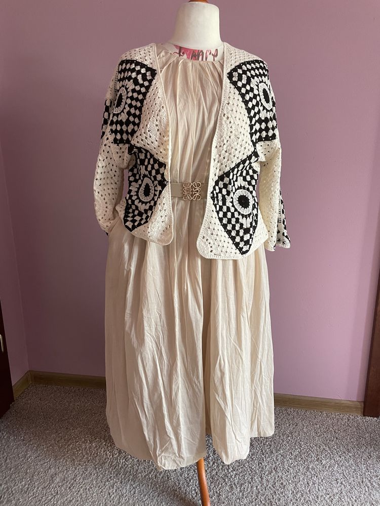 Beżowa sukienka mgiełka STELLA MILANI 40/42/44/46