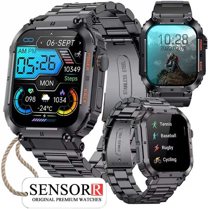 Mocny Wojskowy Zegarek Męski SMARTWATCH ROZMOWY SMS Oryginalny SENSORR