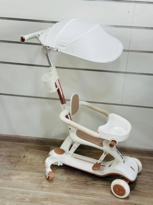 Детский самокат-беговел с родительской ручкой с навесом.Maraton X2