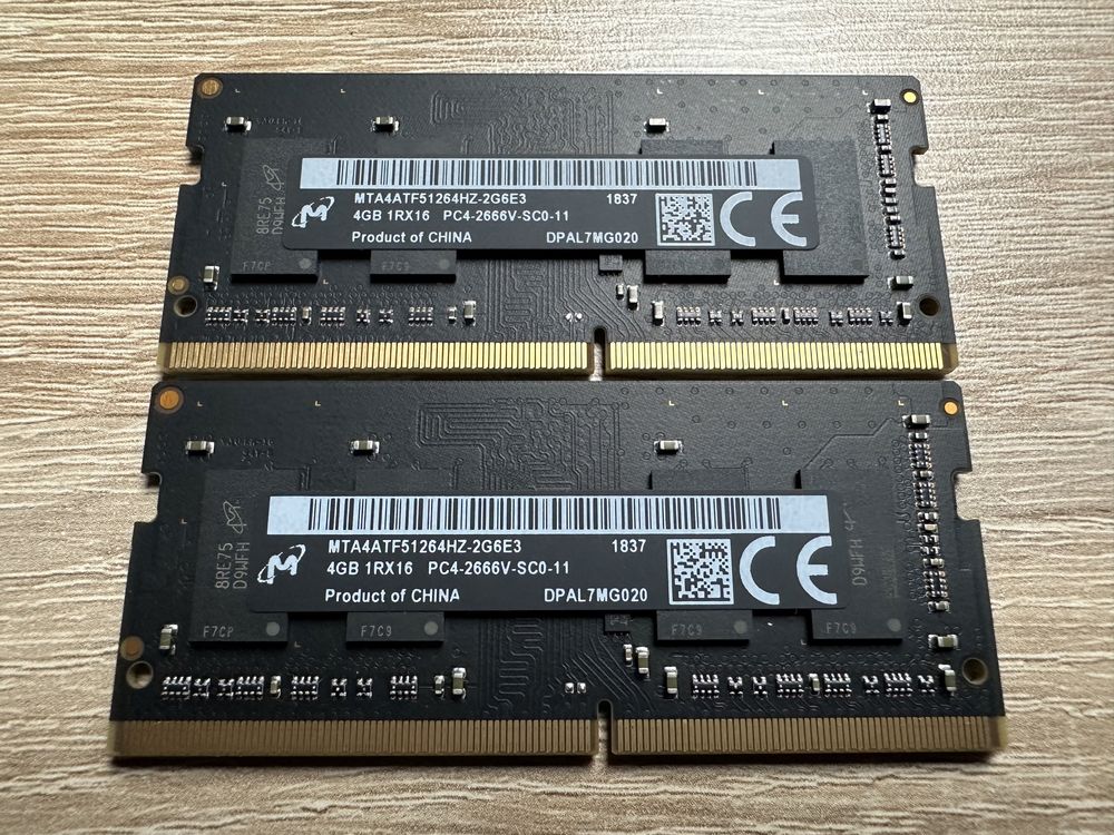 Micron 8GB 2x4GB 1RX16 PC4-2666V-SC0-11 DDR4 2666 MHz SODIMM CL19