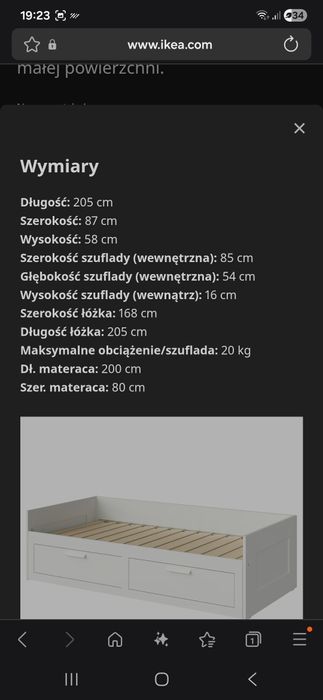 Łóżko Brimnes 80x200 cm rozklada sie do 160x200cm