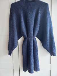 Granatowy ciepły długi sweter rozmiar 46 48 50