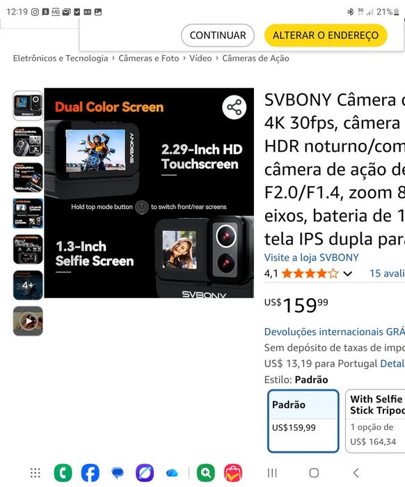 Camera de acção lente dupla