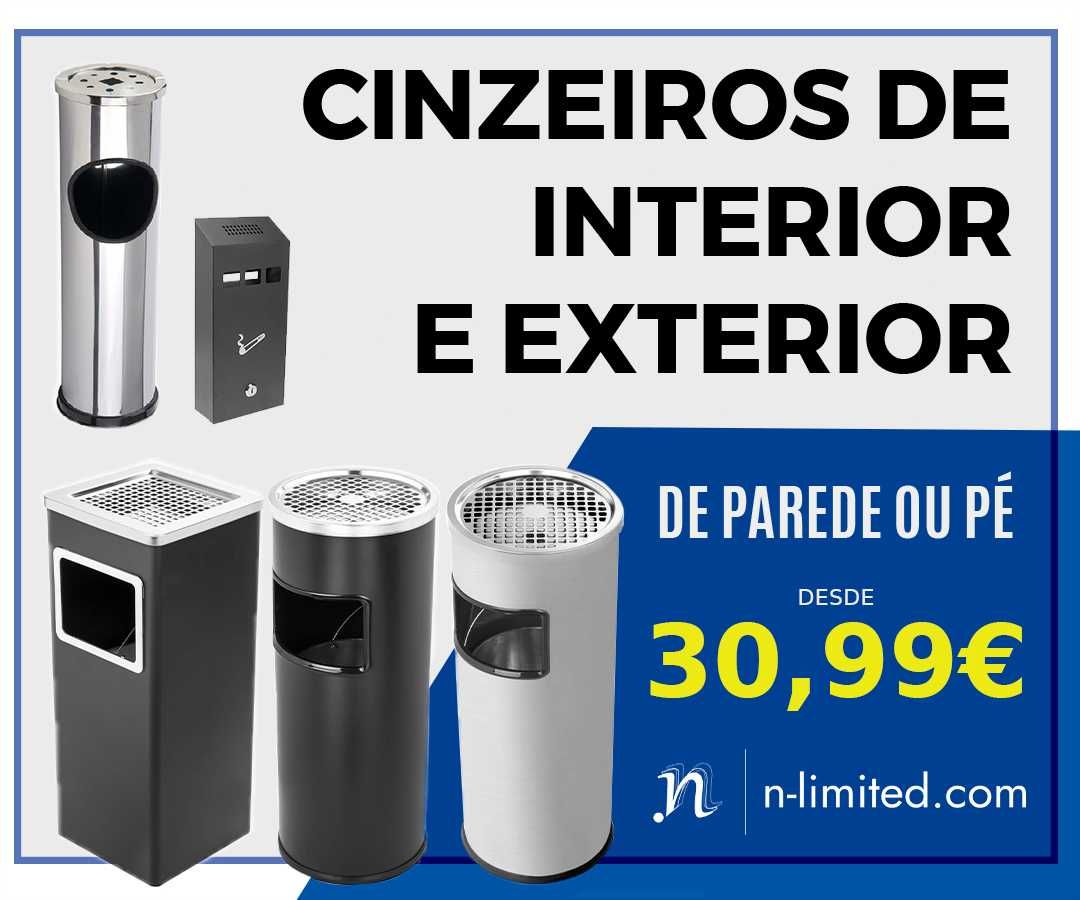 ‼️OBRIGATÓRIO LEI‼️ Cinzeiro parede / pé - aço inox lixo/papeleira