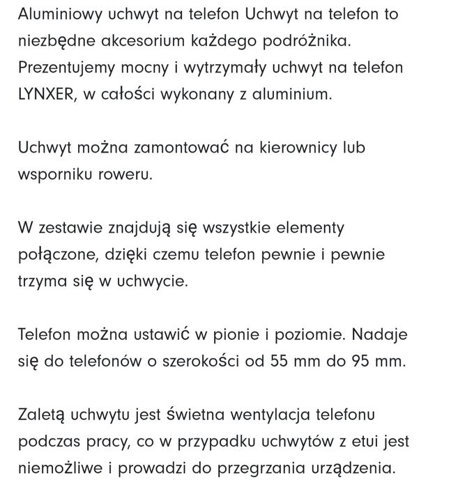 Uchwyt rowerowy na telefon Lynxer