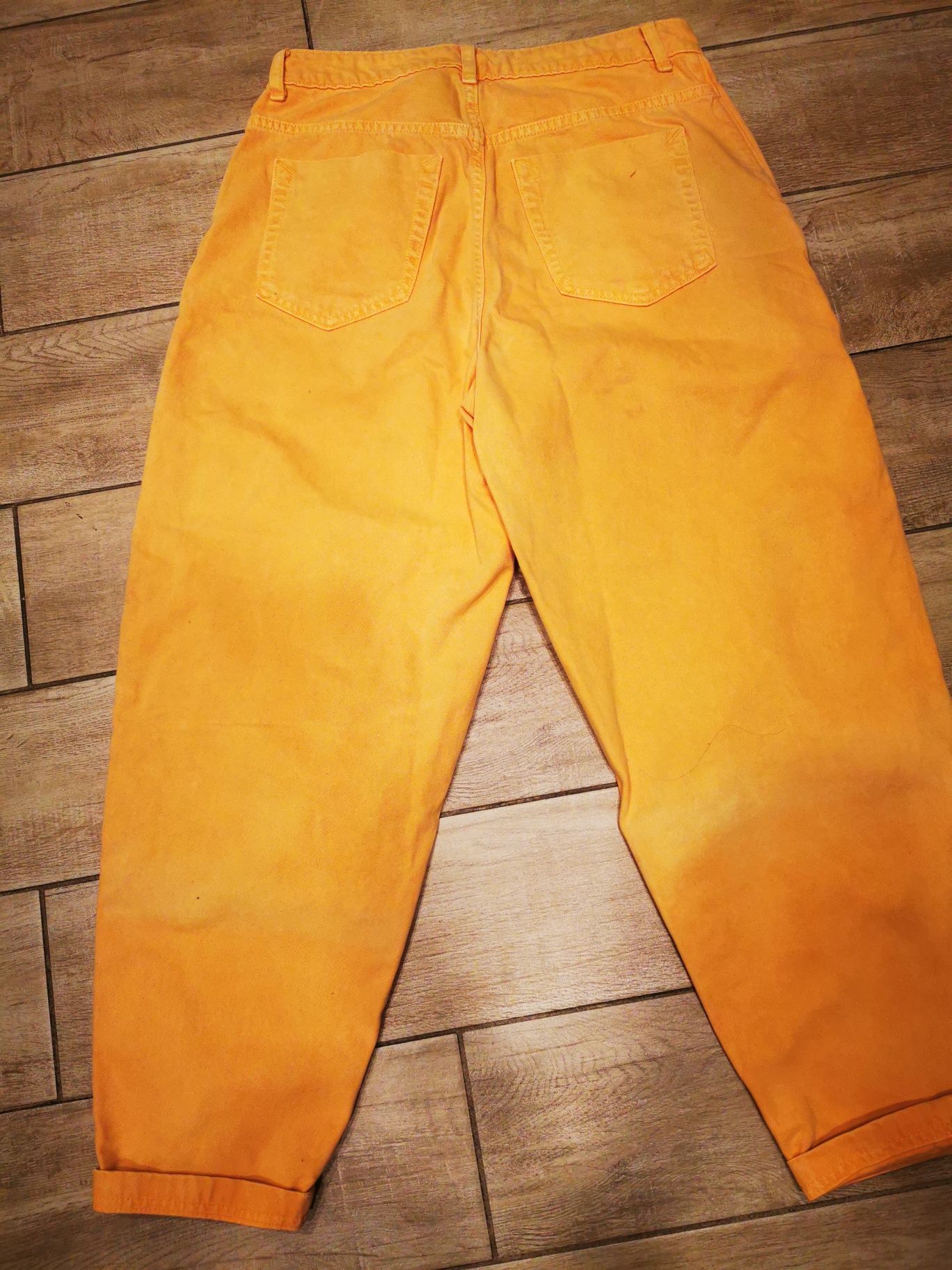 zara jeansy spodnie balloon pomarańczowy 36