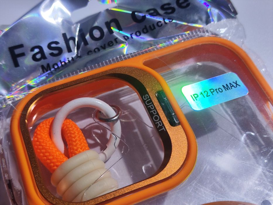 Чехол бампер iPhone 12 pro max скло на камери orange підставка брелок