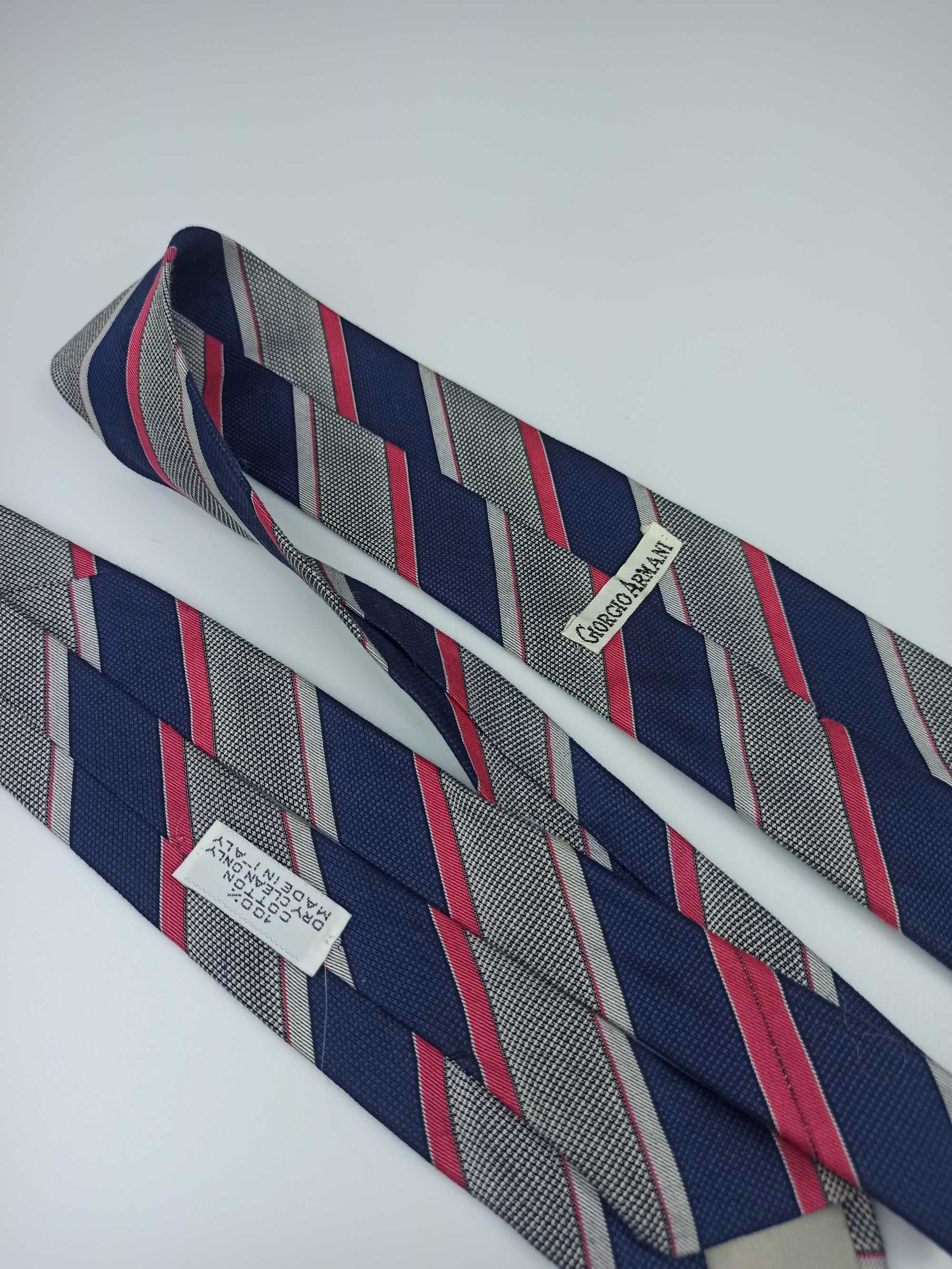 Giorgio Armani Granatowy bawełniany krawat w paski wa81