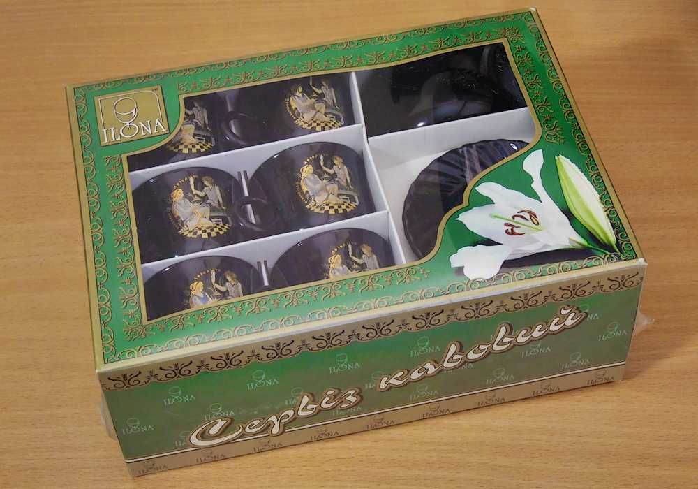 Кофейный сервиз Ilona, 6 персон, стекло, новый