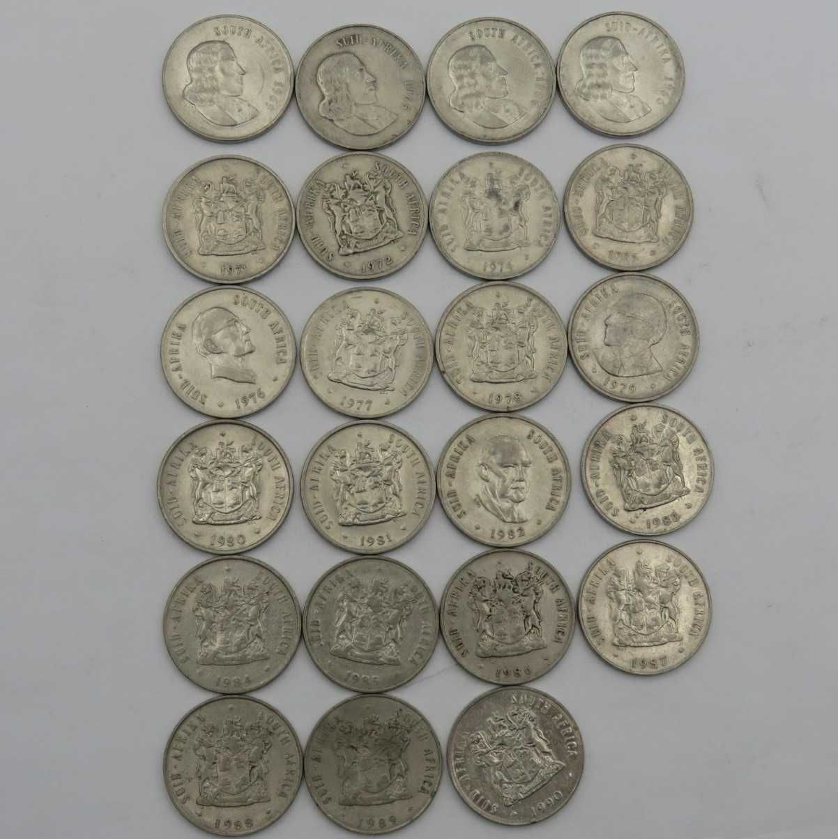 Lot of 23 South African 20 Cent coins between 1965 and 1990