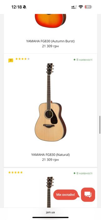 Акустична гітара YAMAHA FG 830 з чохлом