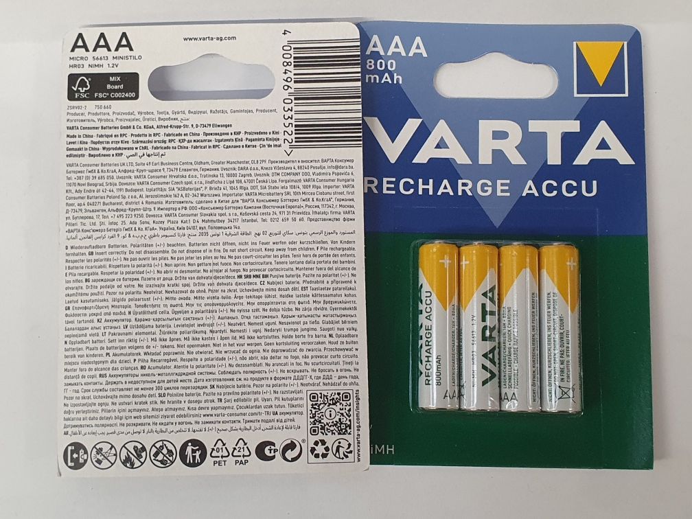 8 szt Akumulatorki VARTA  R3 AAA 800 mAh   
Wst